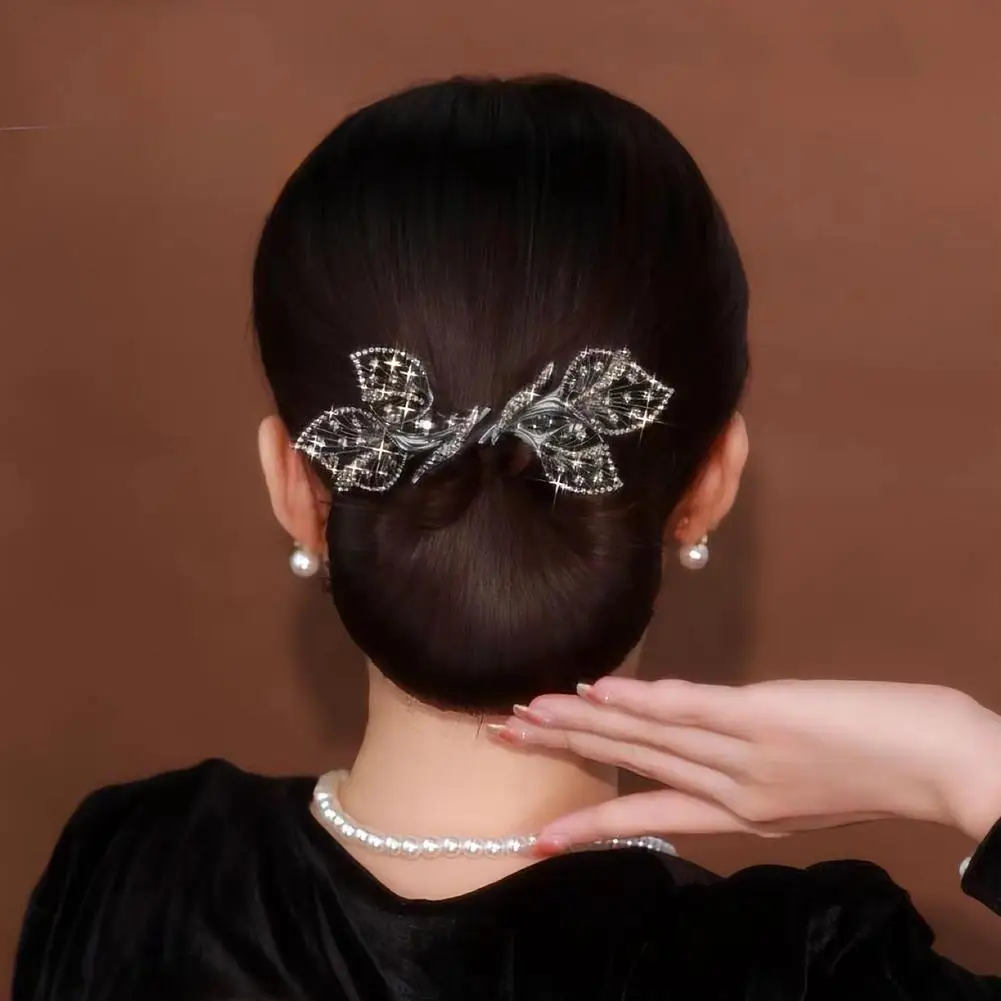 Rhinestone Flower Hair Clip Whale Tail Rhinestone Flower Hair Clip Lazy Hair Curler Deft Bun Maker Elegant Hair Clip For Women image 6