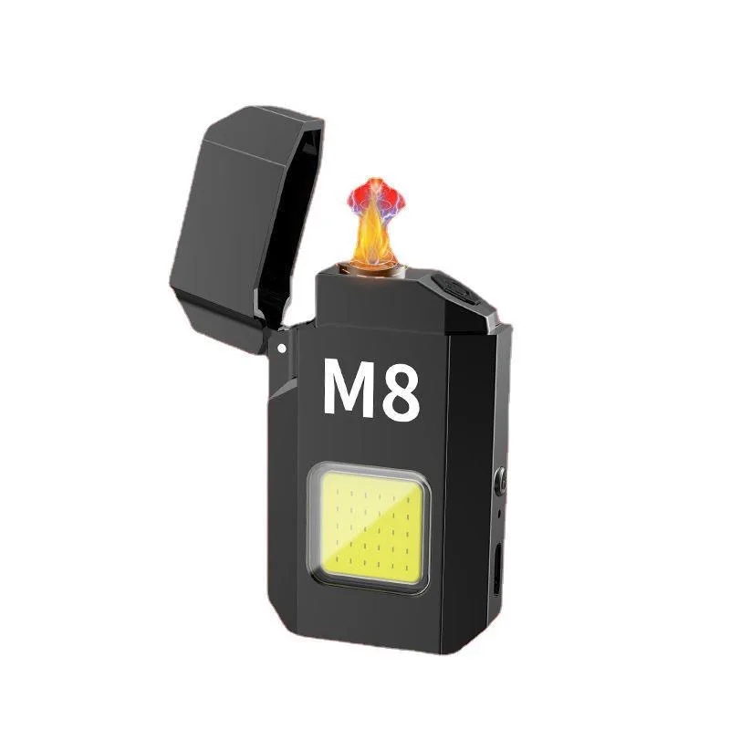 Cross border creative hot selling M8 electric wire lighter portable and rechargeable COB lighting flashlight