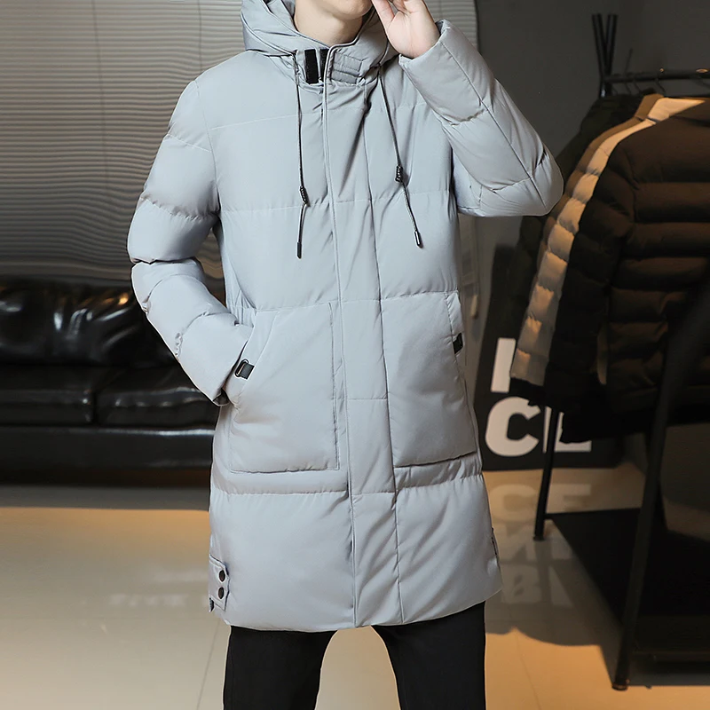 

Recommended mid to long length cotton jacket men's plus size autumn and winter hooded cotton jacket Korean version loose and thi