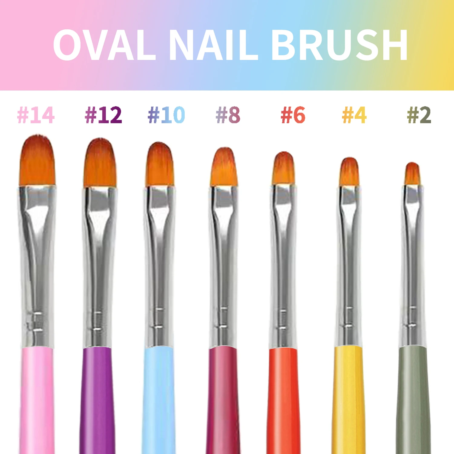 7/8 STKS Ovale Gel Nagelborstel Set - Acryl Beeldhouwen Tips Builder & Structuur Gel voor Salon Thuis DIY Manicure