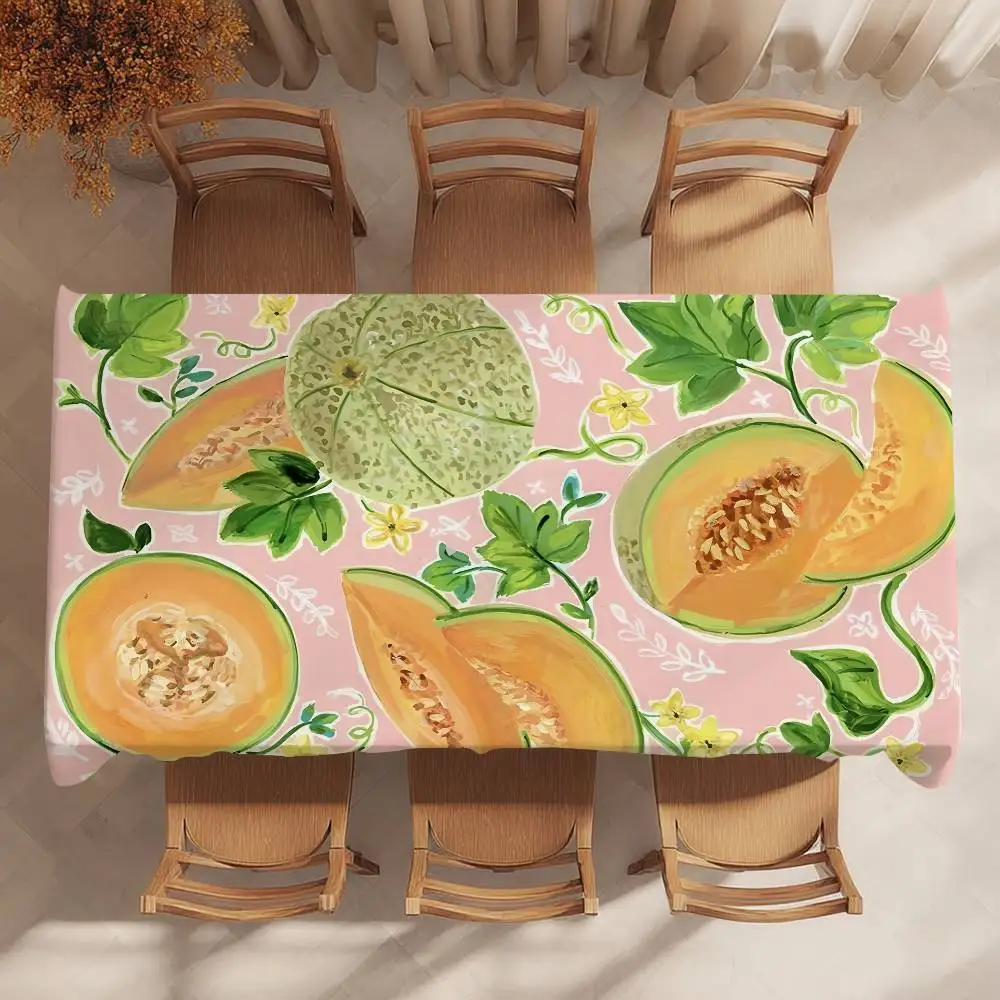Cantaloupe Fruit Table Cloth Party Decor Dining Room Home Kitchen Patios Waterproof Stain-Proof Table Cloth
