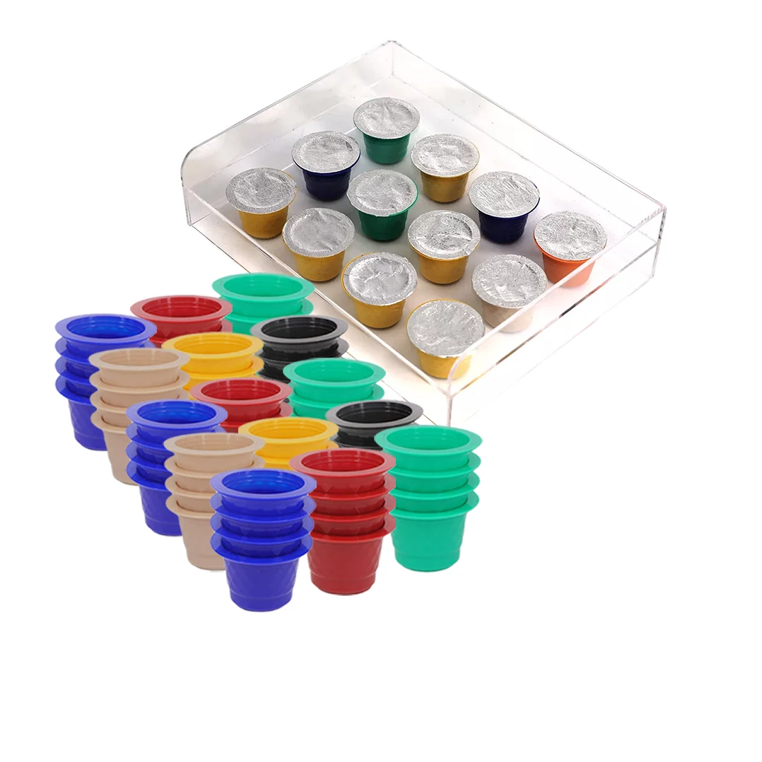 Acrylic Coffee Capsules Manual Filling Board Tool With 24PCS Mixed Colors Pods 40PCS Aluminum Seals For Nespresso Capsules