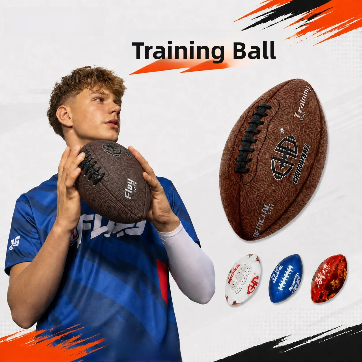 chdアメリカンフットボールトレーニングボール、滑り止め耐摩耗性pu、ティーンエイジャーと大人向け、3、6、9サイズ、トライバルフラッグフットボールボール