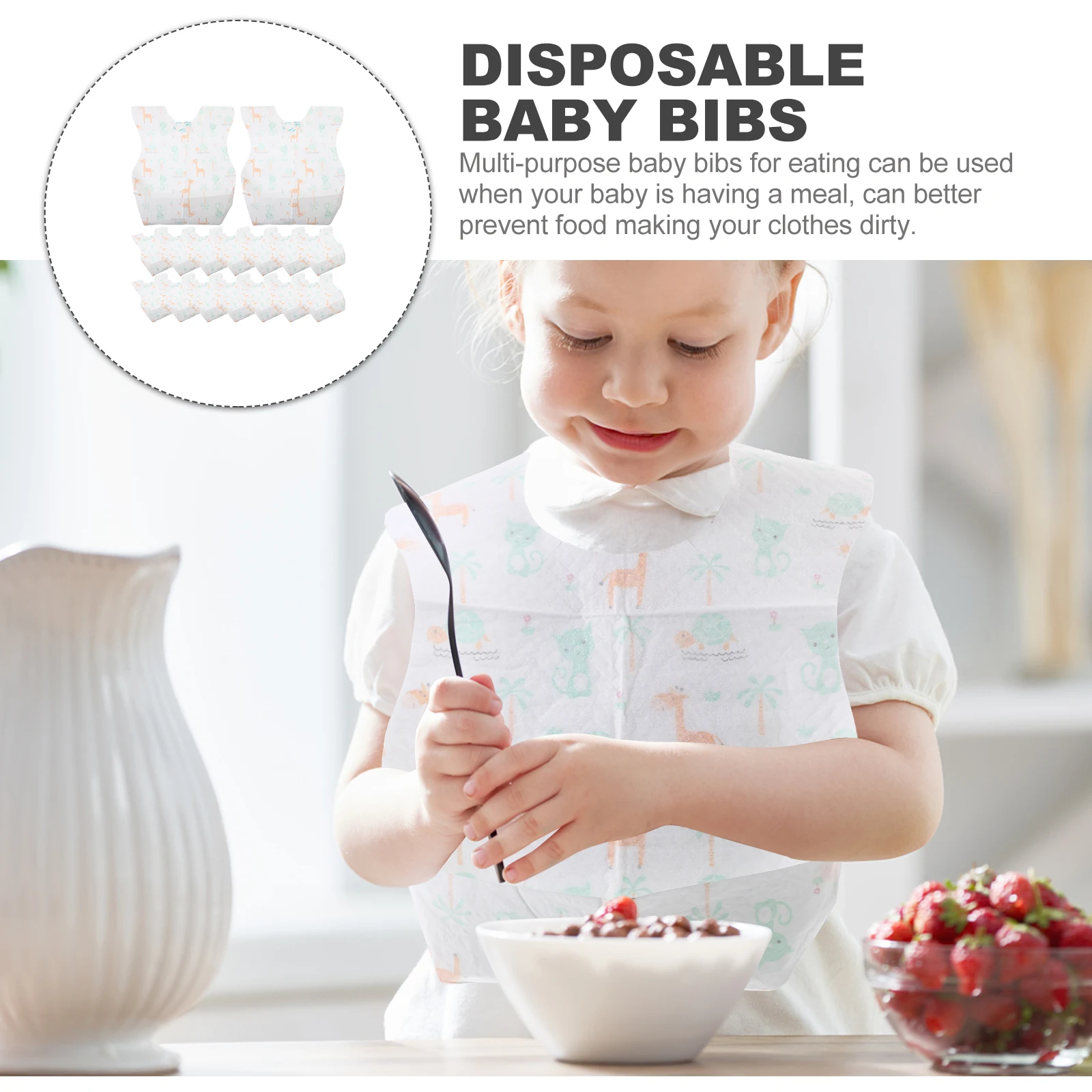 

20 pcs Baby Disposable For Toddler Infant Drooling Feeding Eating Lightweight Portable Animal Pattern Bibs For Baby Girl Drool