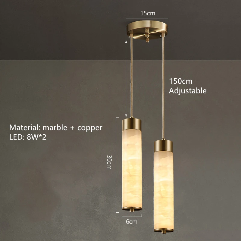 Natural Marble LED Pendant Lights Brass Bedside Bar Dining Room Kitchen Hanglamp Gold Copper Nordic Lamp Cord Adjustable image 3