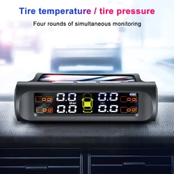 TPMS Solar Power TPMS Car Tire Pressure Alarm Monitor Auto Security System Tyre Pressure 360 Adjustable Temperature Warning