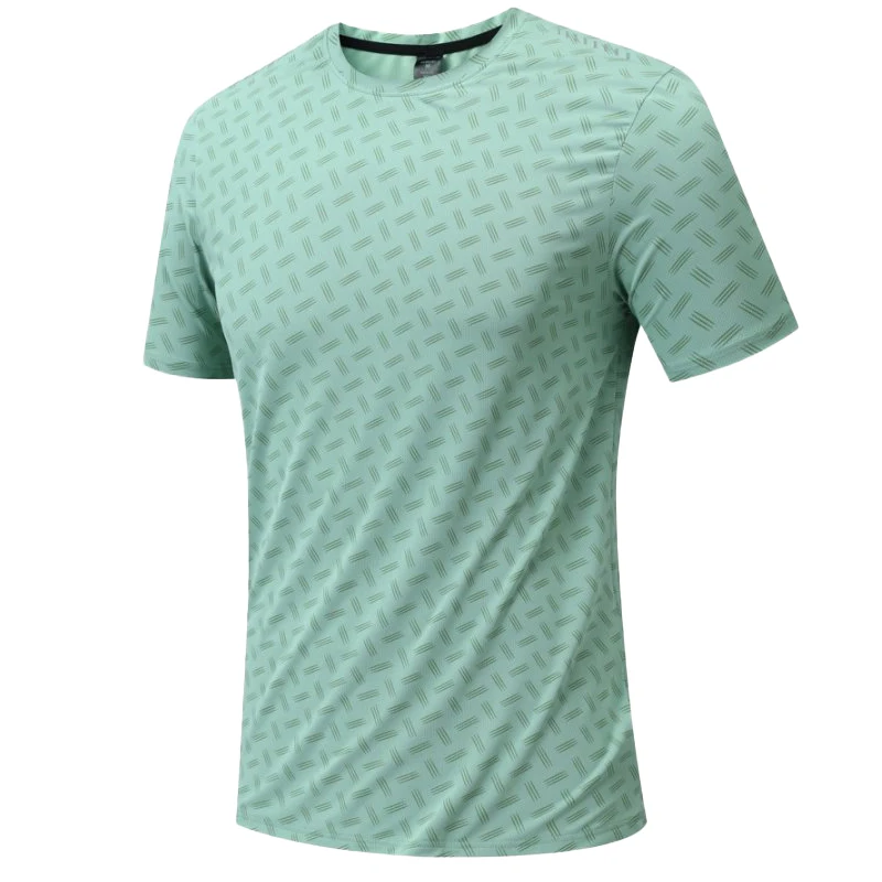 

Print Men Exercise Shirts Running Round Neck Outdoor Casual Fitness Tee Training Quick Drying Jogging Breathable Short Sleeved