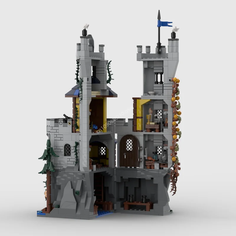 Castillo de halcones negros Medieval Moc, arquitectura Modular, bloques de construcción ADiy, montaje creativo para niños, ladrillos educativos, juguetes, regalos