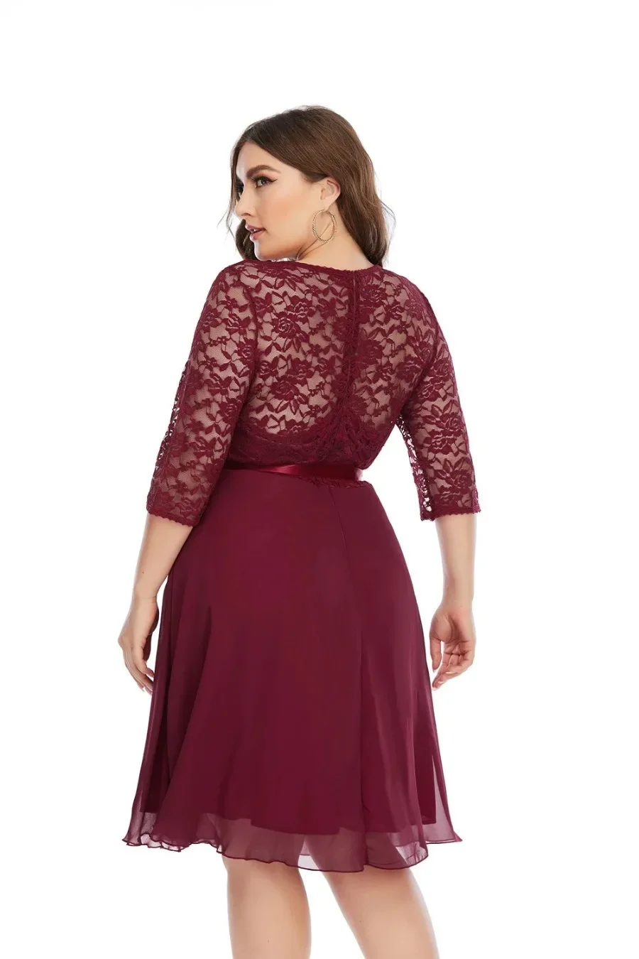 Vestidos formais de noite de festa de chiffon de renda fashional plus size para mulheres