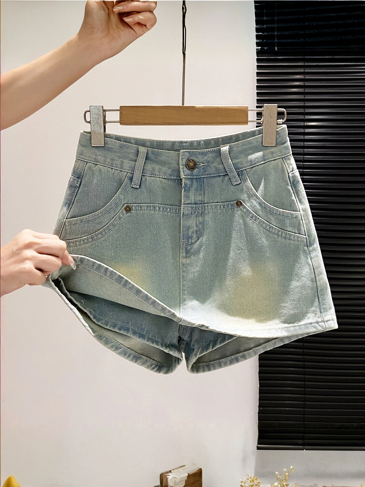 Women's Gradient Denim  Skirt High Waist A-Line Skirt Butt Covering Summer New Style Vintage American Sexy Girl Skirt