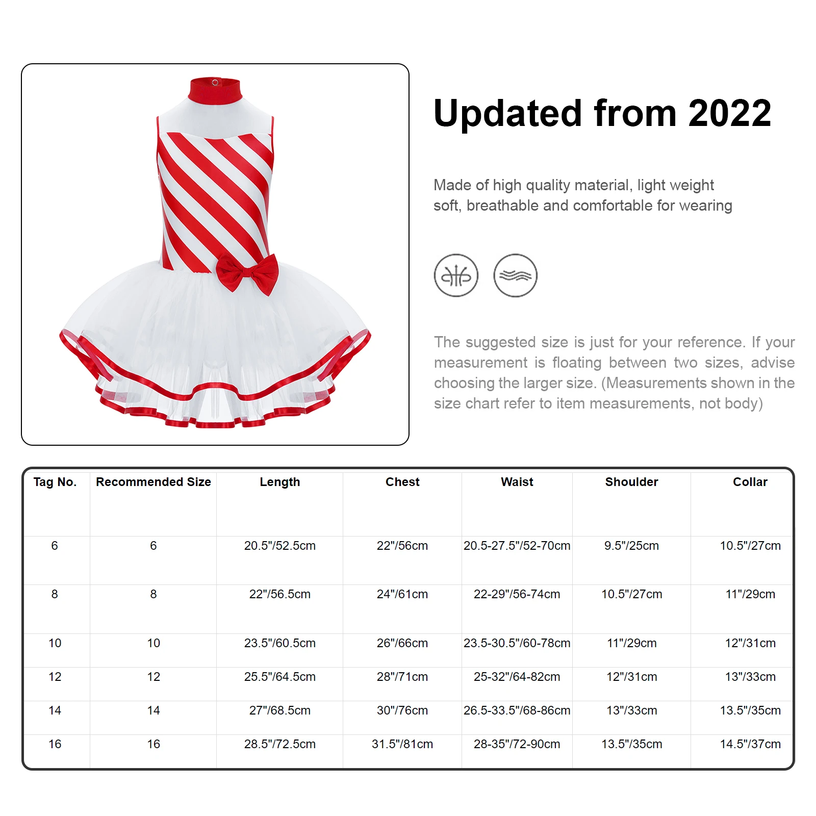 Kids Girls Christmas Ballet Tutu Dress Xmas Striped Candy Cane Costume Gymnastics Leotard Figure Skating Performance Dancewear