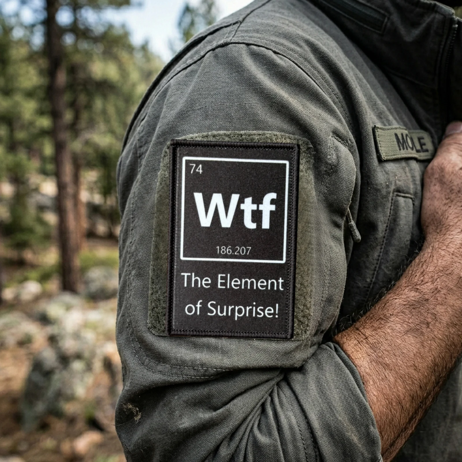 WTF The Element of Surprise Periodic Table Printed Patch Tactical Hook&Loop Badge Backpack Stickers Armband Patches for Clothing