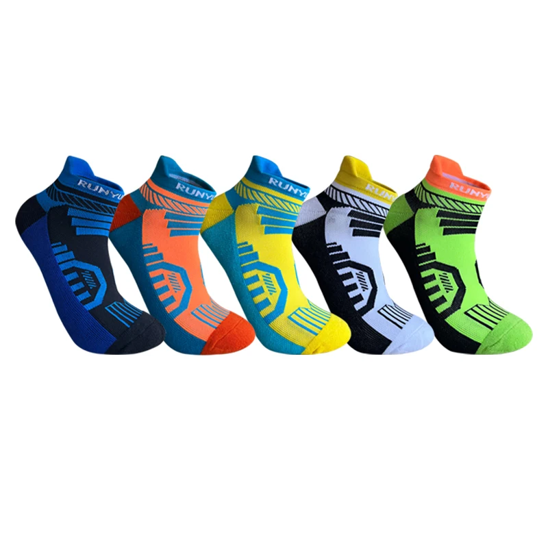 Professional Run Sport Crew Socks Cotton Bright Color Breathable Deodorant Towel Bottom Outdoor Bike Basketball Travel Socks