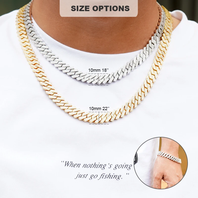 Jewelry Iced Out Moissanite 10mm 16mm Cuban Link Chain Necklace Sterling Silver 925 Jewelry Men Jewelry Hip Hop for Men