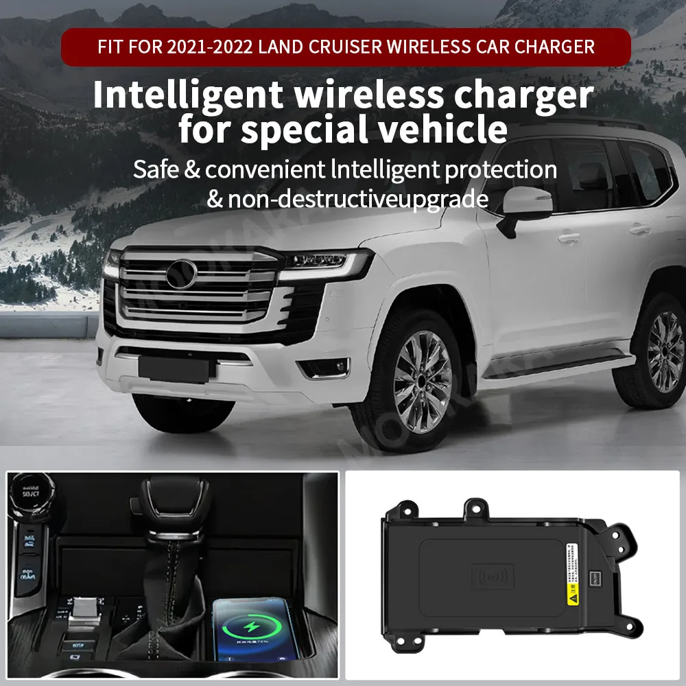 For Toyota Land Cruiser 2022-2023 Quick QI Car Wireless Charger Fast Charging Intelligent Infrared Mobile Phone Dashboard