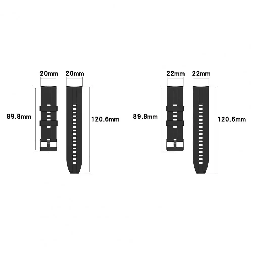 Watch Strap Thickened Watch Belt Pin Buckle Silicone 20/22mm Detachable Smart Watch Band Replacement for Watch Buds