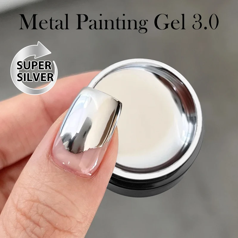 BORN PRETTY 5ml Upgrade Strong Silver Painting Gel Polish Metallic French Style Nail Art Soak Off Gel Nail Polish Silver Mirror