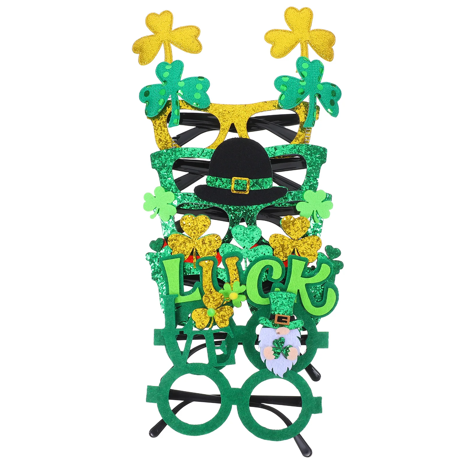 

6pcs Glasses Irish Festival Decorative Holiday Party Supplies Patrick Day Shamrock Accessories Photo Prop