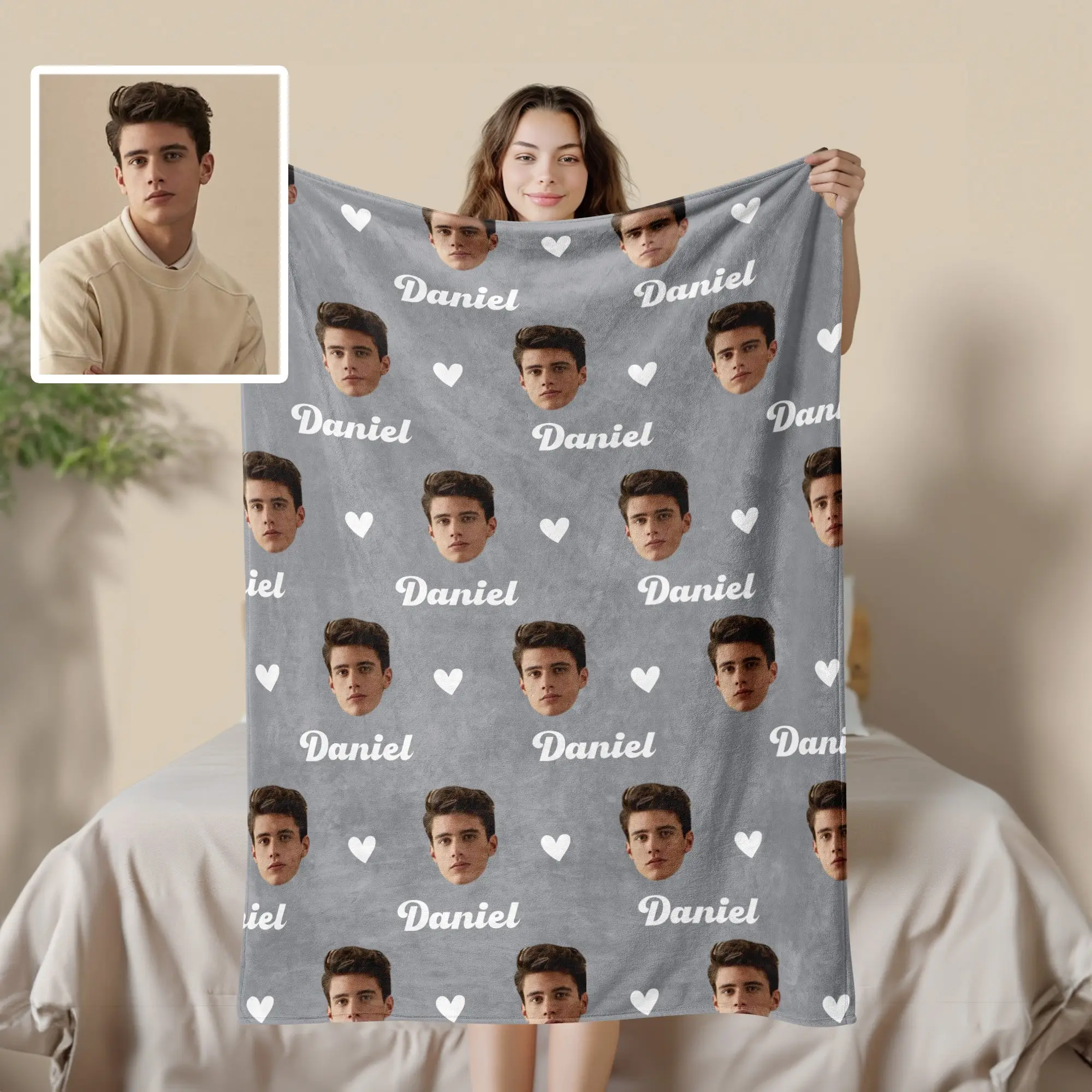 1PC Custom Personalized Blanket Personal Photo Flannel Bed Blanket Birthday Wedding Couple Valentine's Day Holiday Gift Blanket