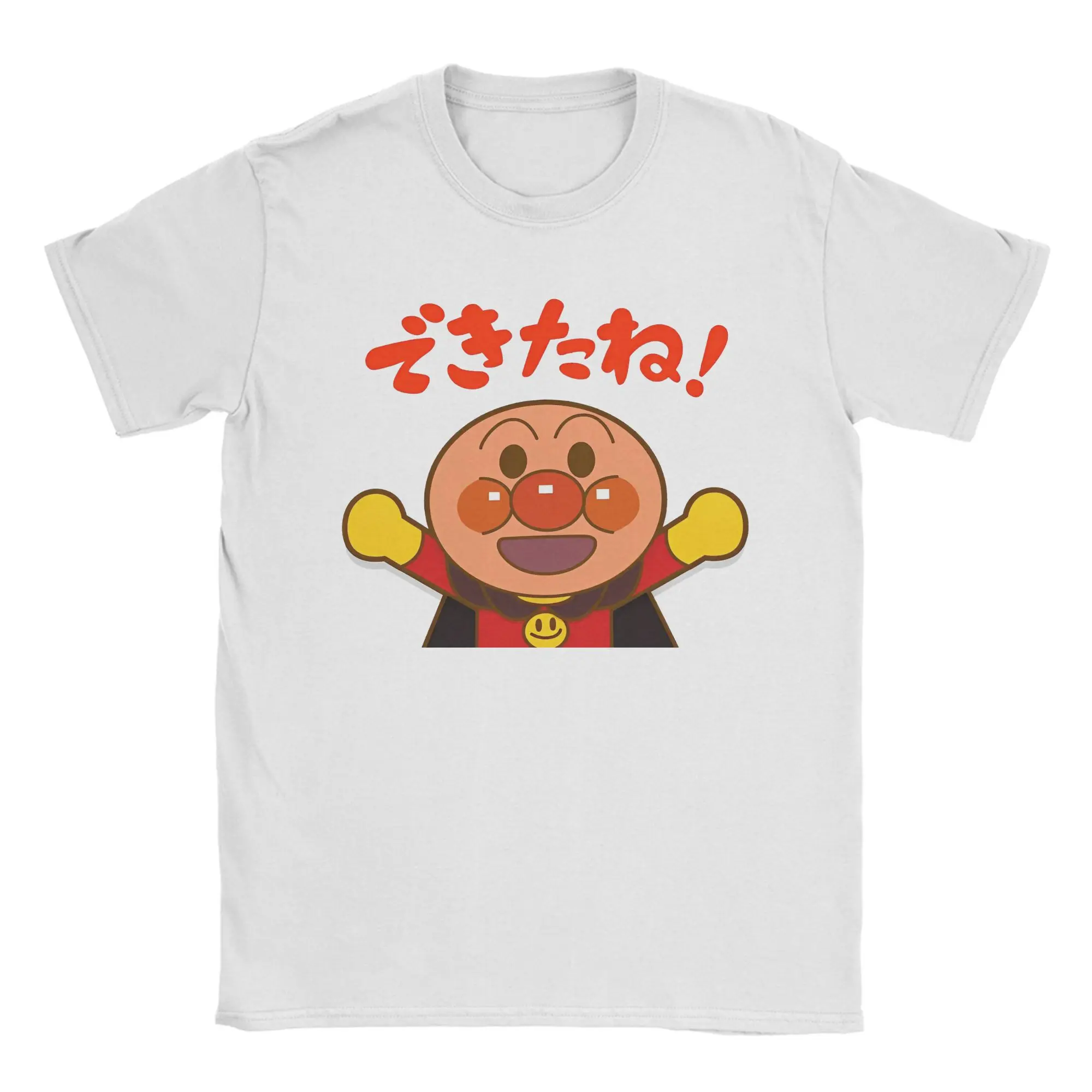 

Футболка Anpanman для мужчин и женщин, винтажная хлопковая футболка с героями мультфильмов Kawaii, футболки с круглым воротником и короткими рукавами, одежда больших размеров