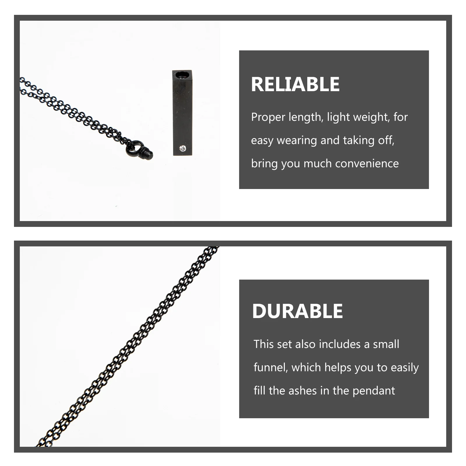 

Stainless Steel Urn Necklace for Ashes Keepsake Pendant No Corrosion Rust Discoloration Funnel Included