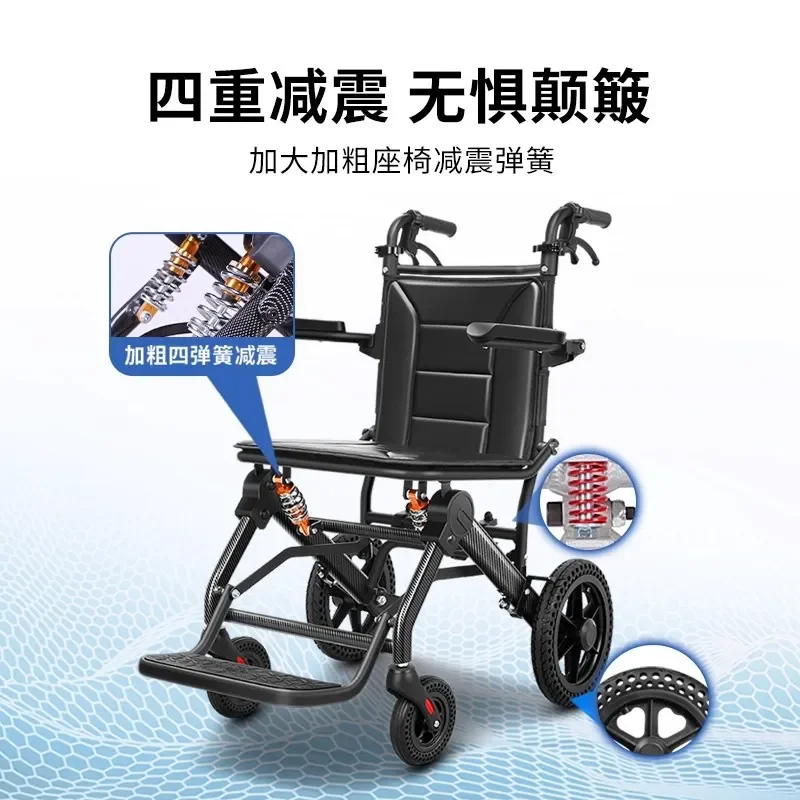 Lightweight Aluminum Alloy Folding Wheelchair Portable Hand Push Scooter for Elderly Travel