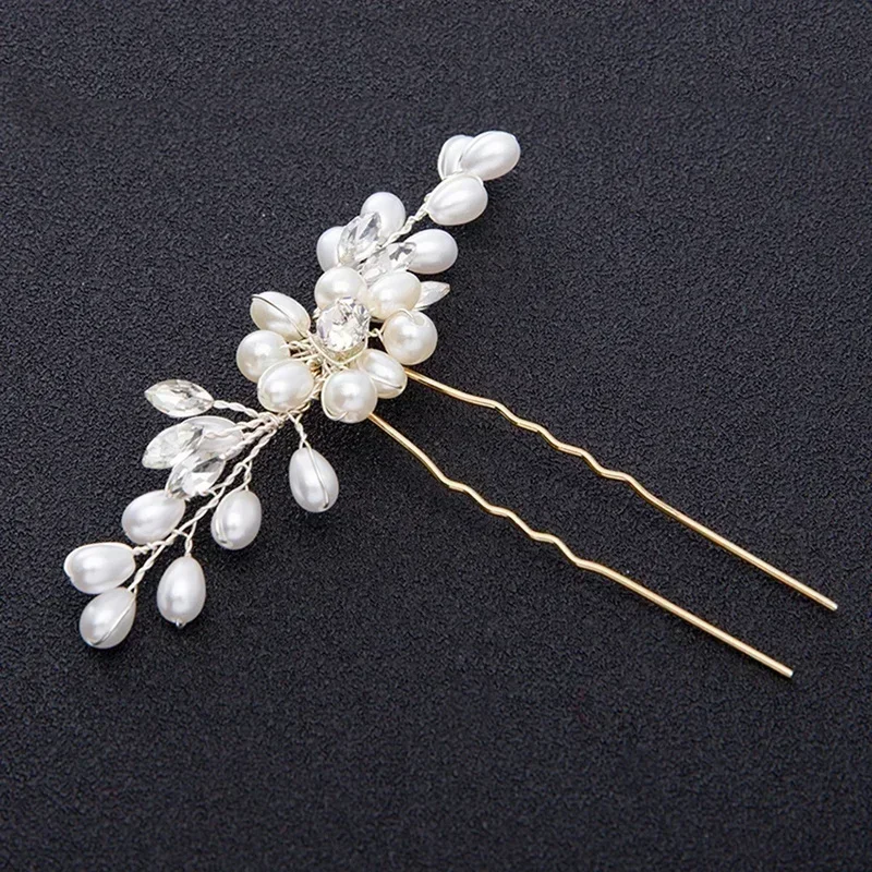 White Fashion Wedding Style Hair Bridal Hair Stick Floral Hairpin Beautiful Headdress Plait Hair Clip Accessories for Women