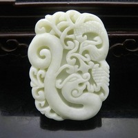 Natural Lantian Jade Hand -carved Dragon and Phoenix Pendant Fashion Boutique Jewelry Men's and Women's Loan Chain Gifts