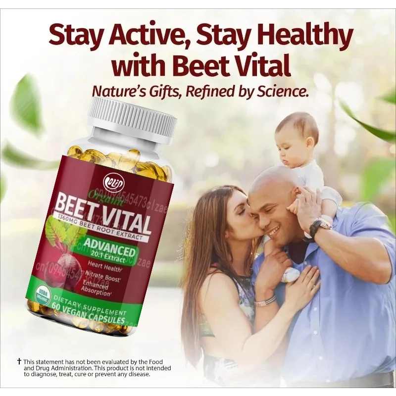 Organic Beetroot Capsule Contain 1360mg Beetroot Extract, Vegan, Non GMO, 60 Capsule