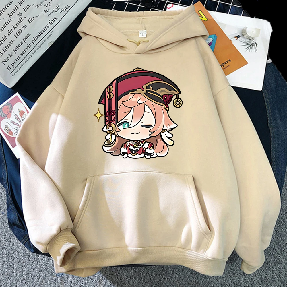 Yanfei Hoodie Genshin Impact Sweatshirt Kawaii Hoody Girls Plus Size Clothes Women Fashion Hooded Tops Cartoon Printing Pullover