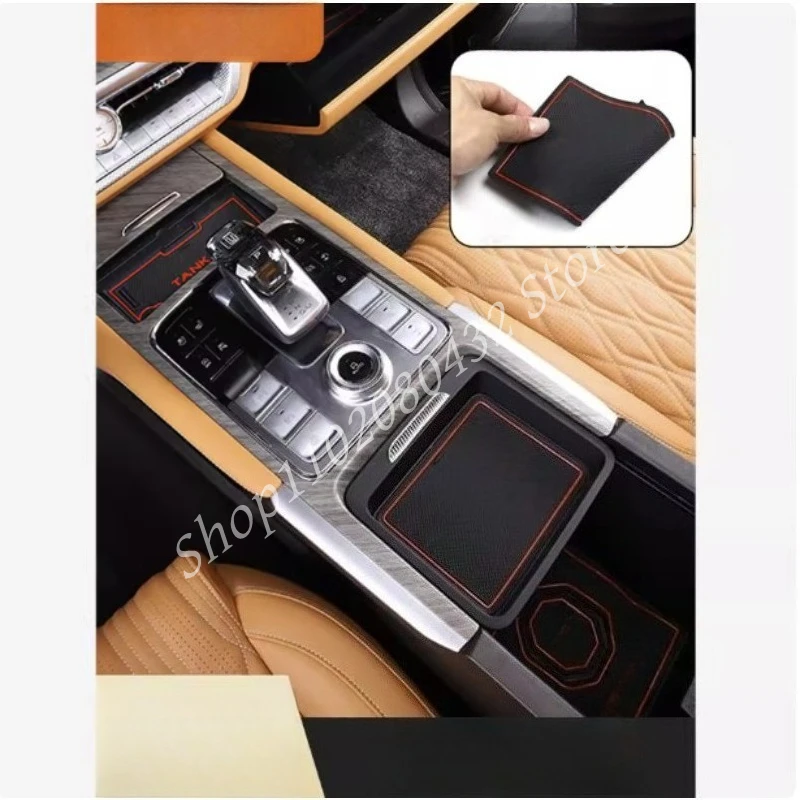 For GWM Tank 500 Great Wall 2022-2024 Car Non-Slip Mat Door Groove Pad Rubber Gate Slot Cup Cushion Decoration Auto Accessories