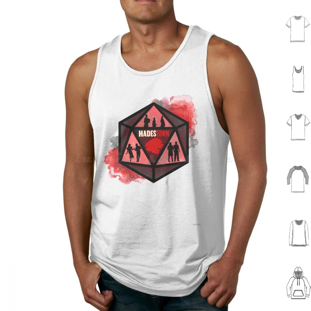 Hadestown D20 Tank Tops Vest Sleeveless Hadestown Broadway Hades Persephone Orpheus Eurydice Greek Mythology D20 Dice Dnd