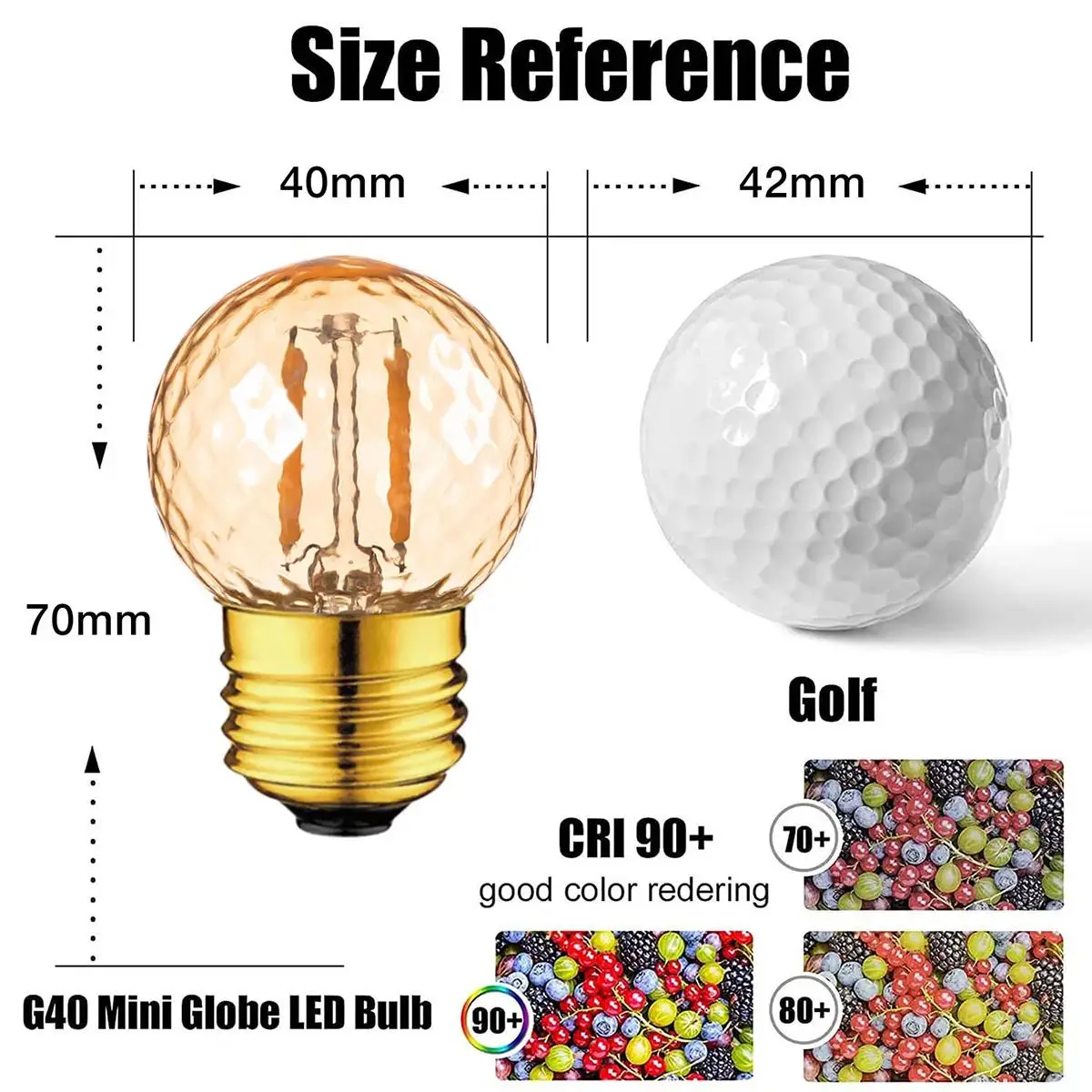 E27 220v 1w G40 Led Filament Light Bulbs For String Lights Replacement Bulb Warm White Retro Globe Edison Screw Decorative 2200k
