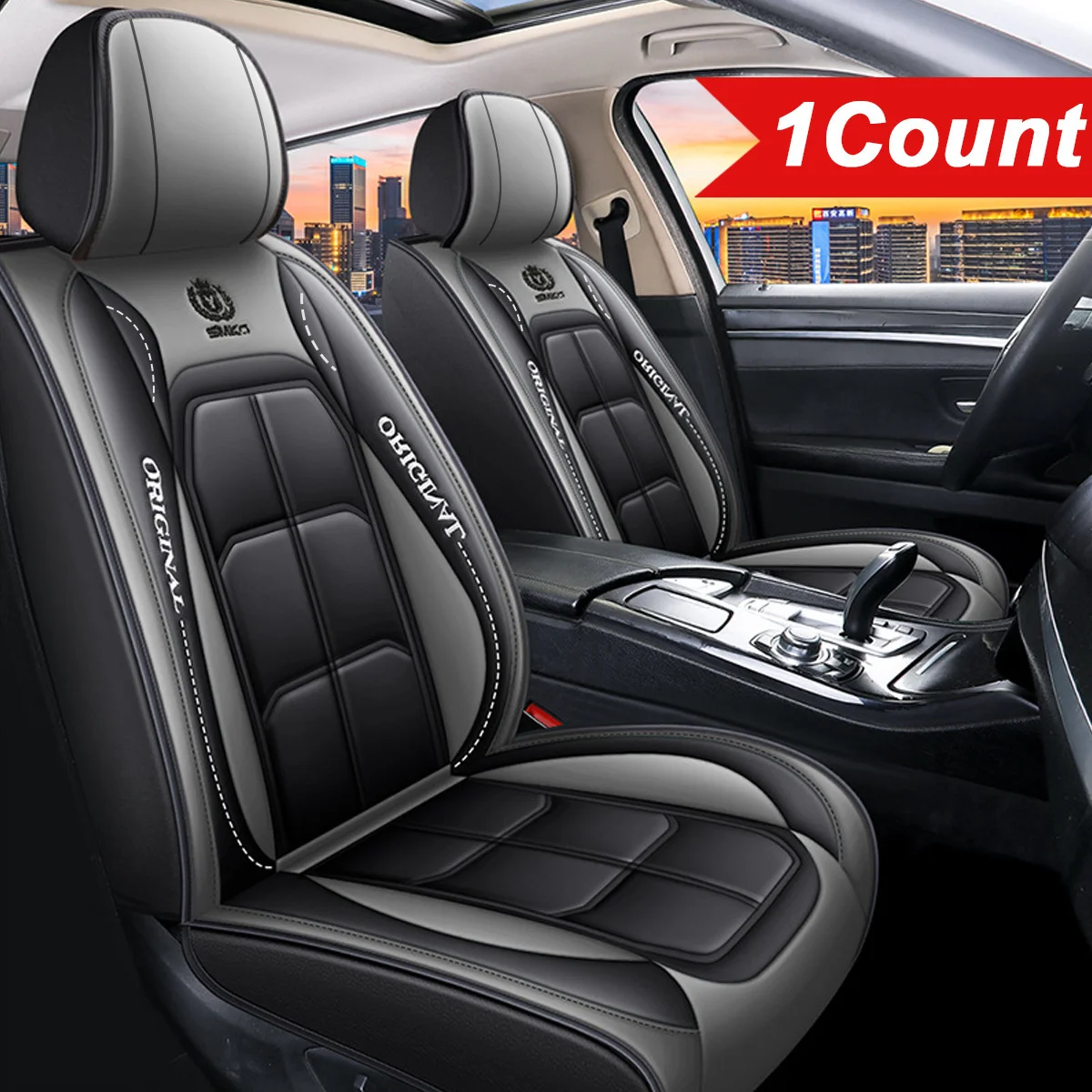 Car Seat Covers 1 Piece / 2 Pieces Front Driver Passenger Faux Leather Look Full Coverage Universal Fit Easy Install