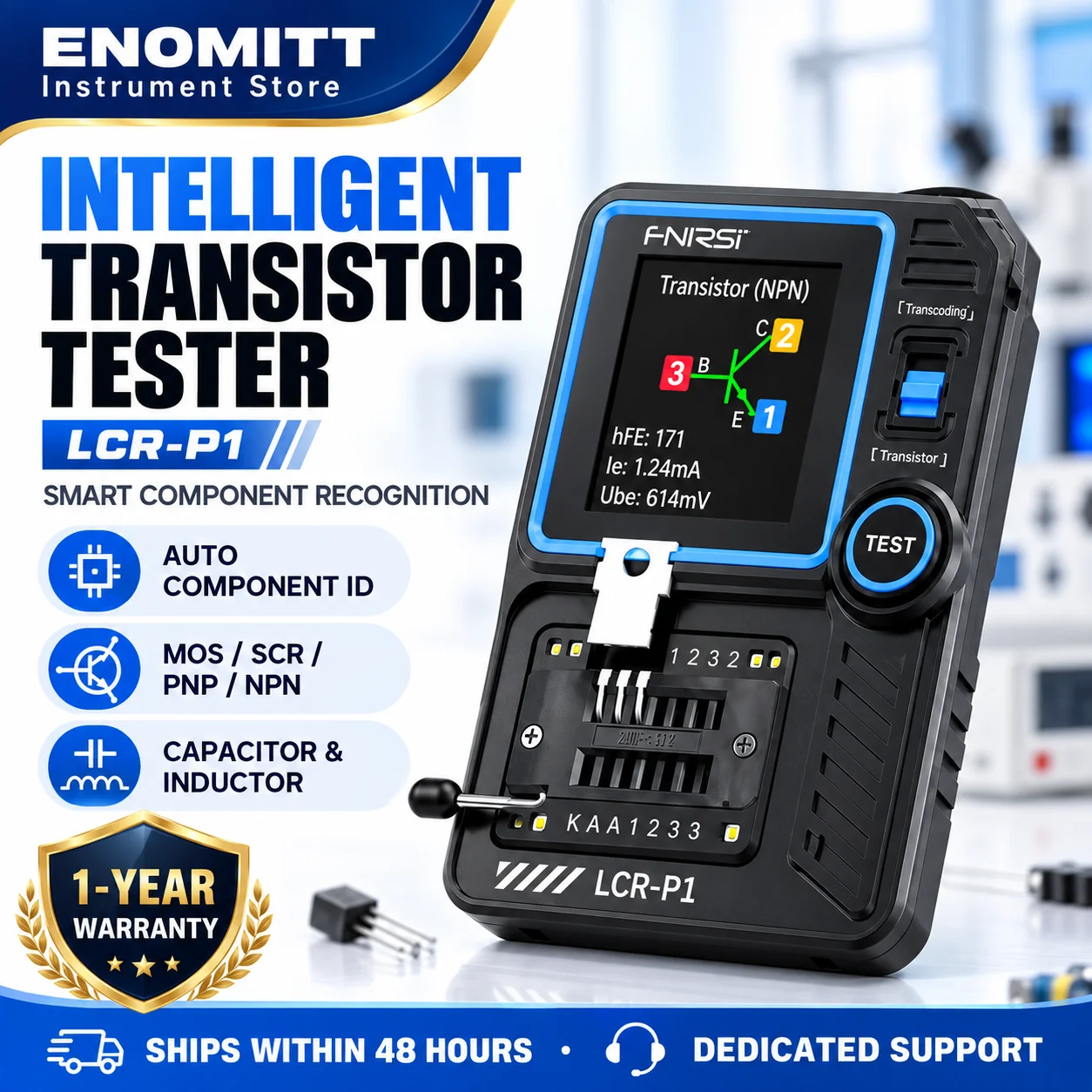 Transistor Meter Multifunctional Capacitor Tester ESR Diode Triode NPN PNP MOSFET SMD NEC Infrared Decoding Anti-Burn