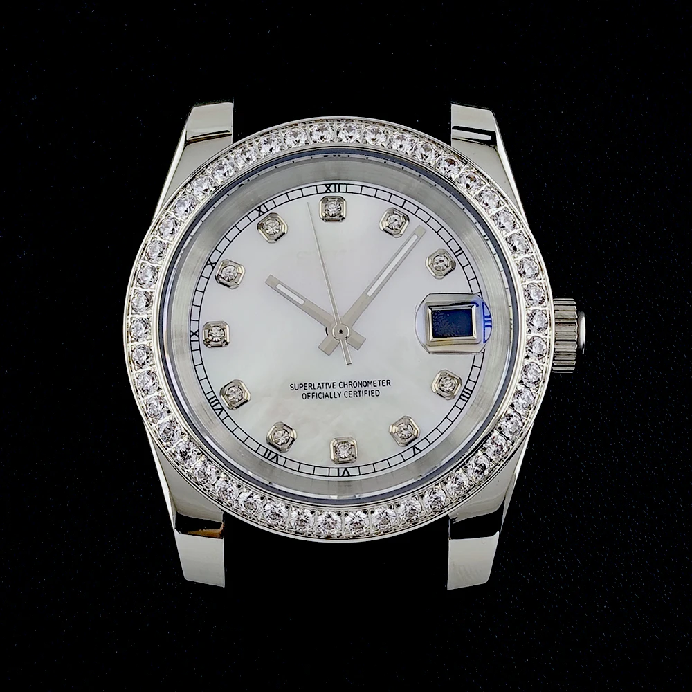 NH35 case 36/39mm diamond stainless steel case custom logo dial suitable for NH35 movement watch accessories