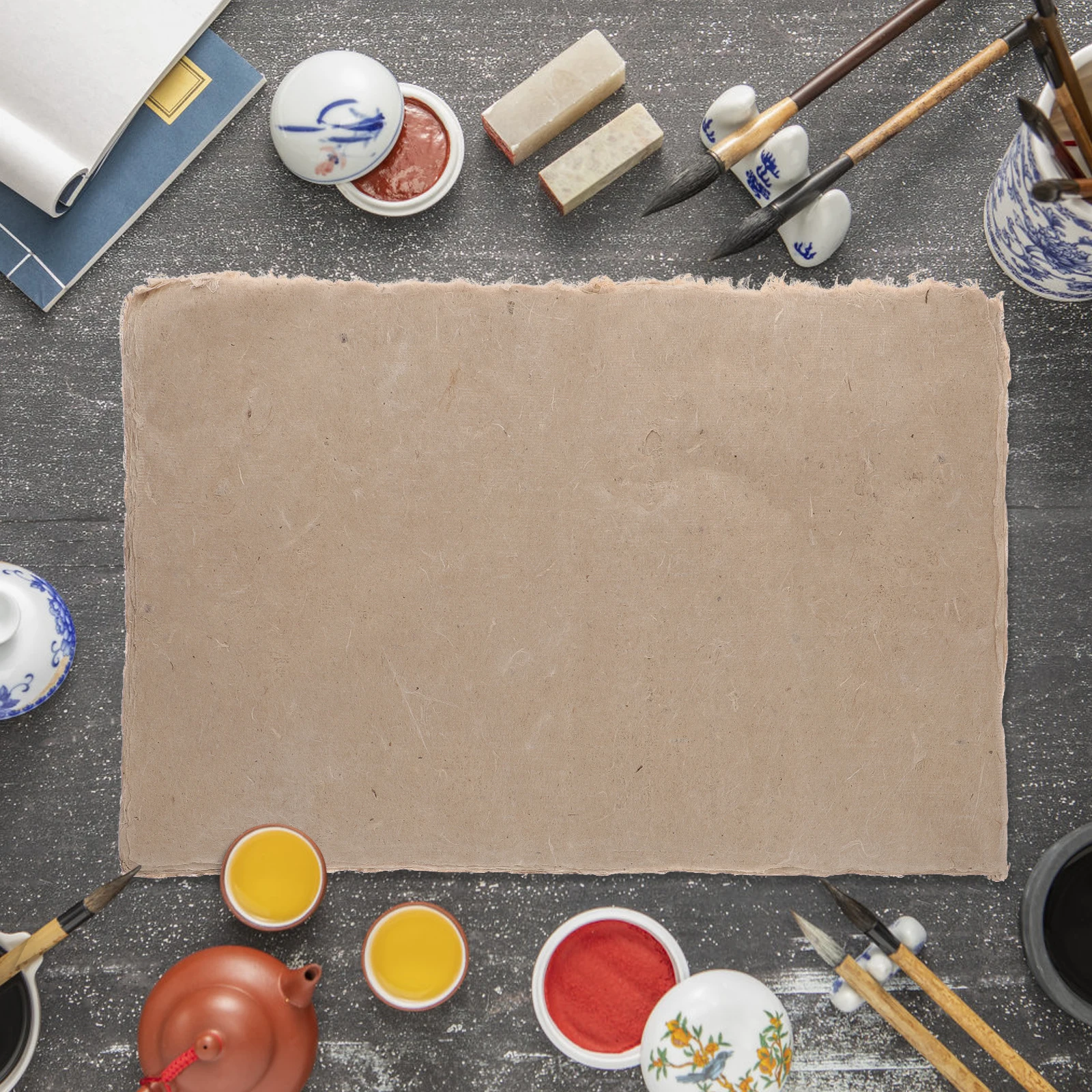 

Vintage Hemp Paper Retro Blank Art Handmade Calligraphy Scroll Rice Thickened Durable for Ink Watercolor Writing Practice