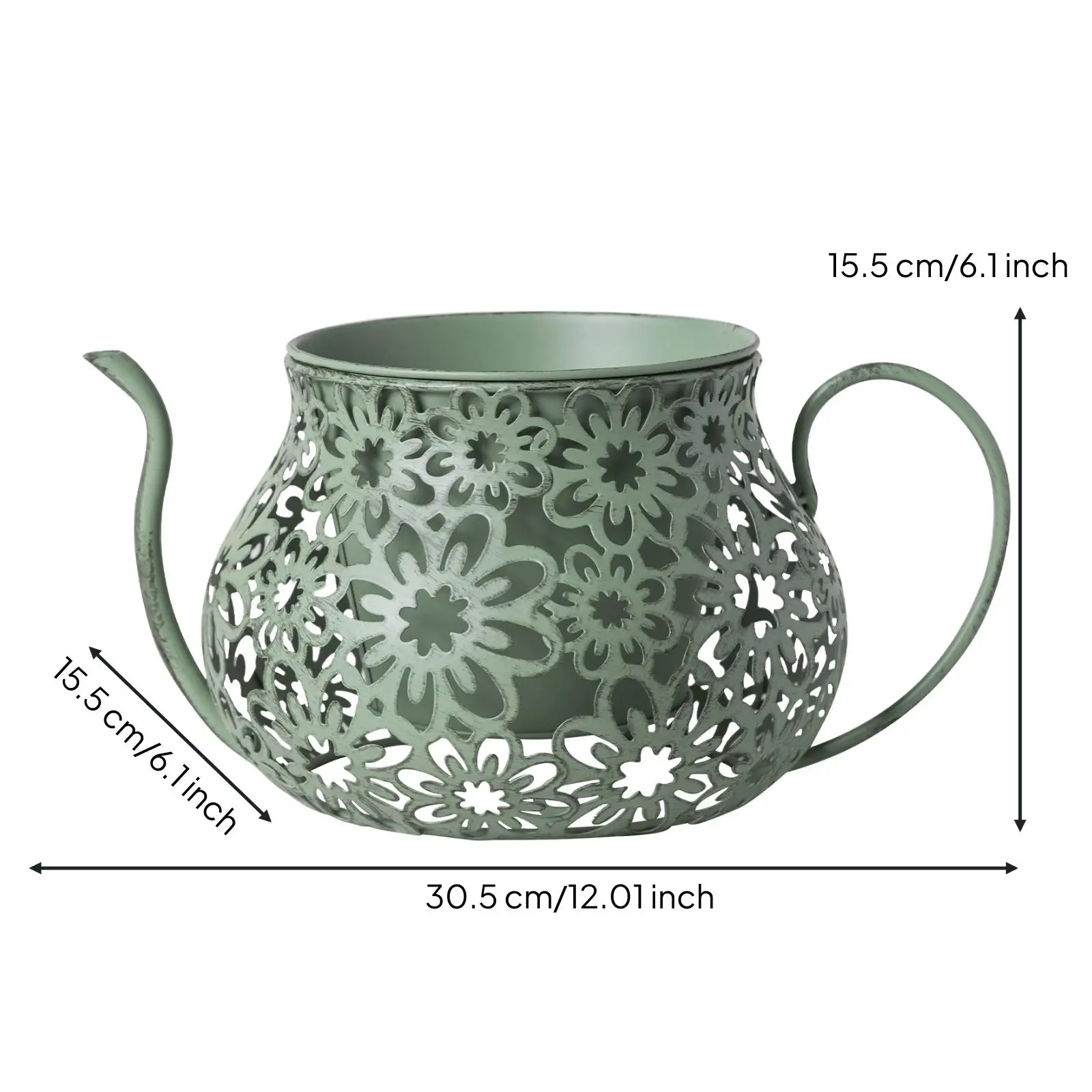 Teapot Planter Decorative Teapot Flower Pot Metal Planter with Cutout Design for Plant Lovers, Gardeners, Courtyard, Living