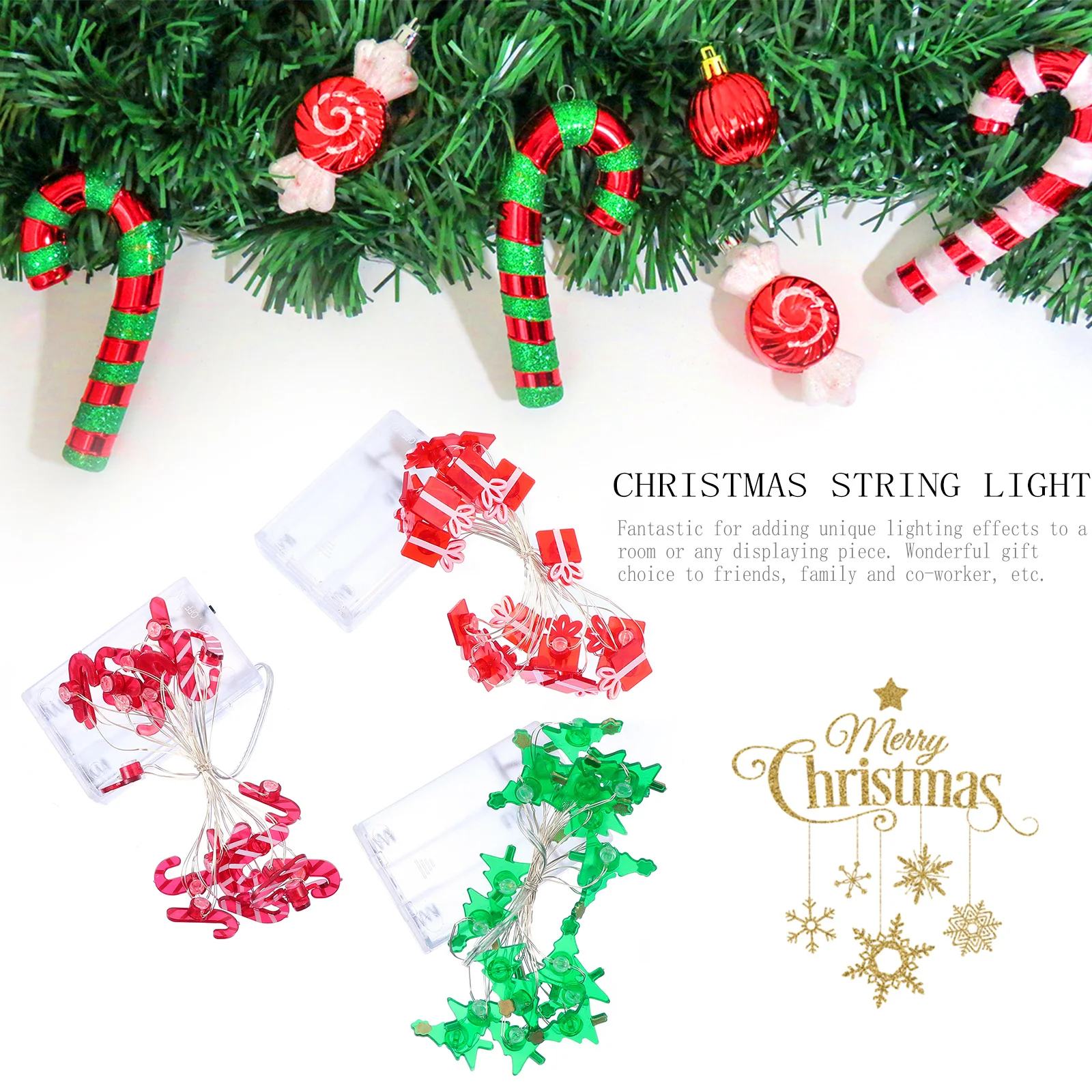 

3Pcs Copper Wire String Lights 20LED Christmas Party Decorations Portable Lightweight Hanging Lamps for Indoor Outdoor Festival