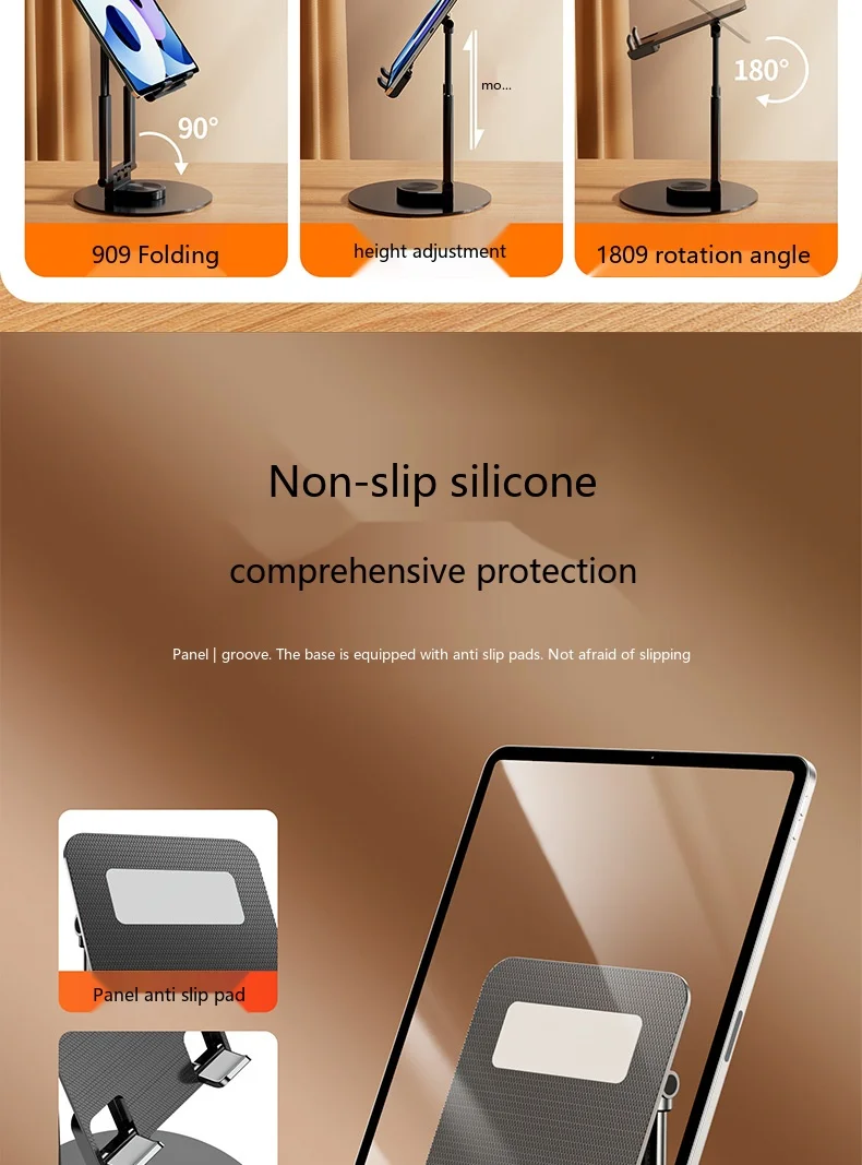 Desktop-Tablet-Ständer, Teleskopisch, Faltbar, Drehbar, Lazy-Halterung für Live-Streaming, Video, Online-Kurse, für Zuhause und Büro – Detail 8
