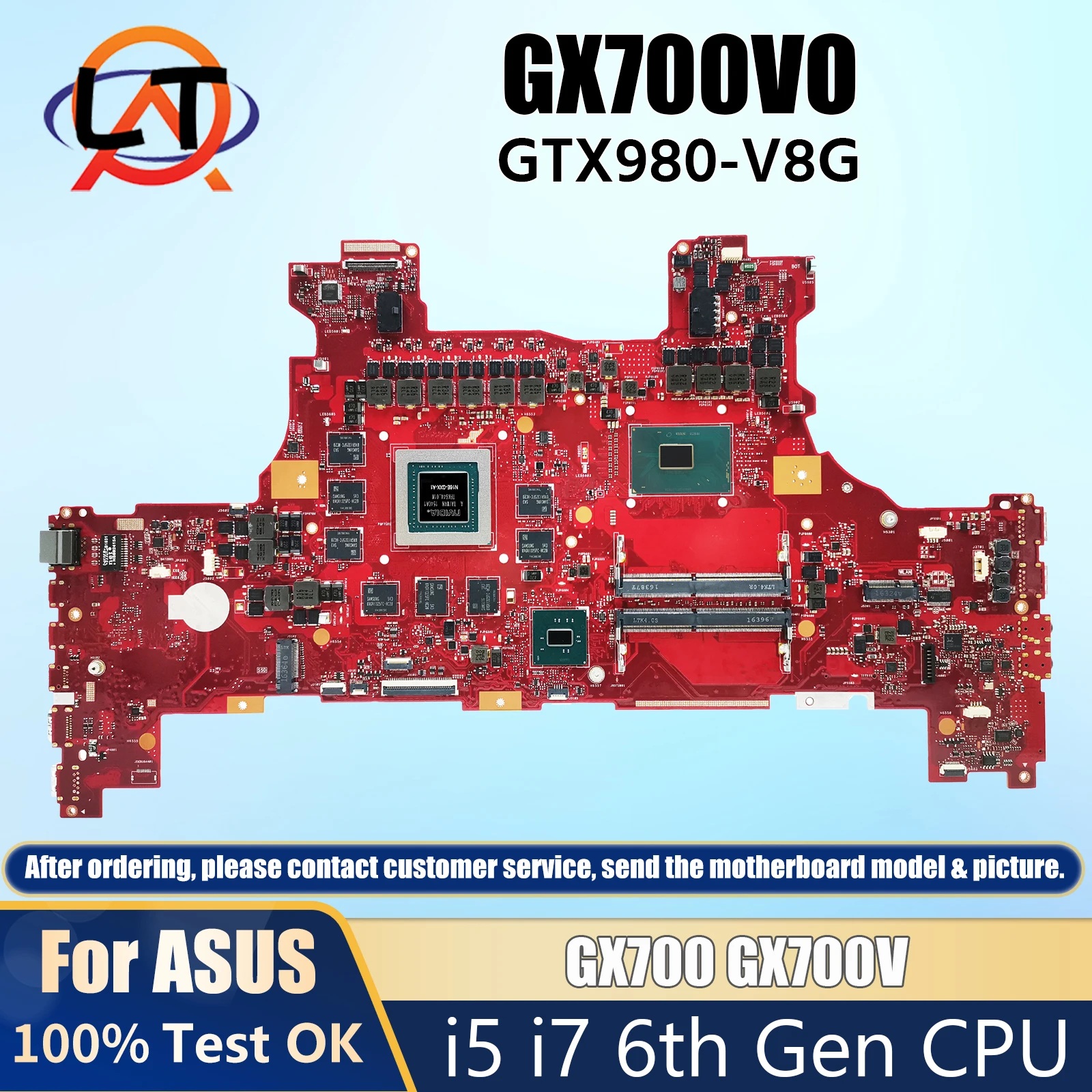 GX700VO Notebook Mainboard For ASUS ROG GX700 GX700VO GX700V Laptop Motherboard With I7-6820HK CPU GTX980M/8G 100% Test