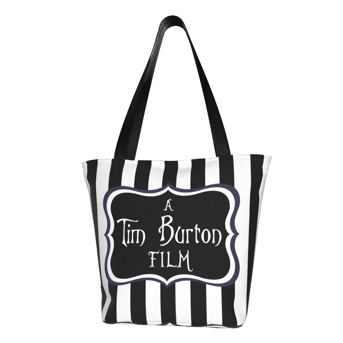 Divertente A Tim Burton Film Shopping Tote Bags riciclaggio Horror Fantasy Movie Grocery Canvas Shopper Shoulder Bag