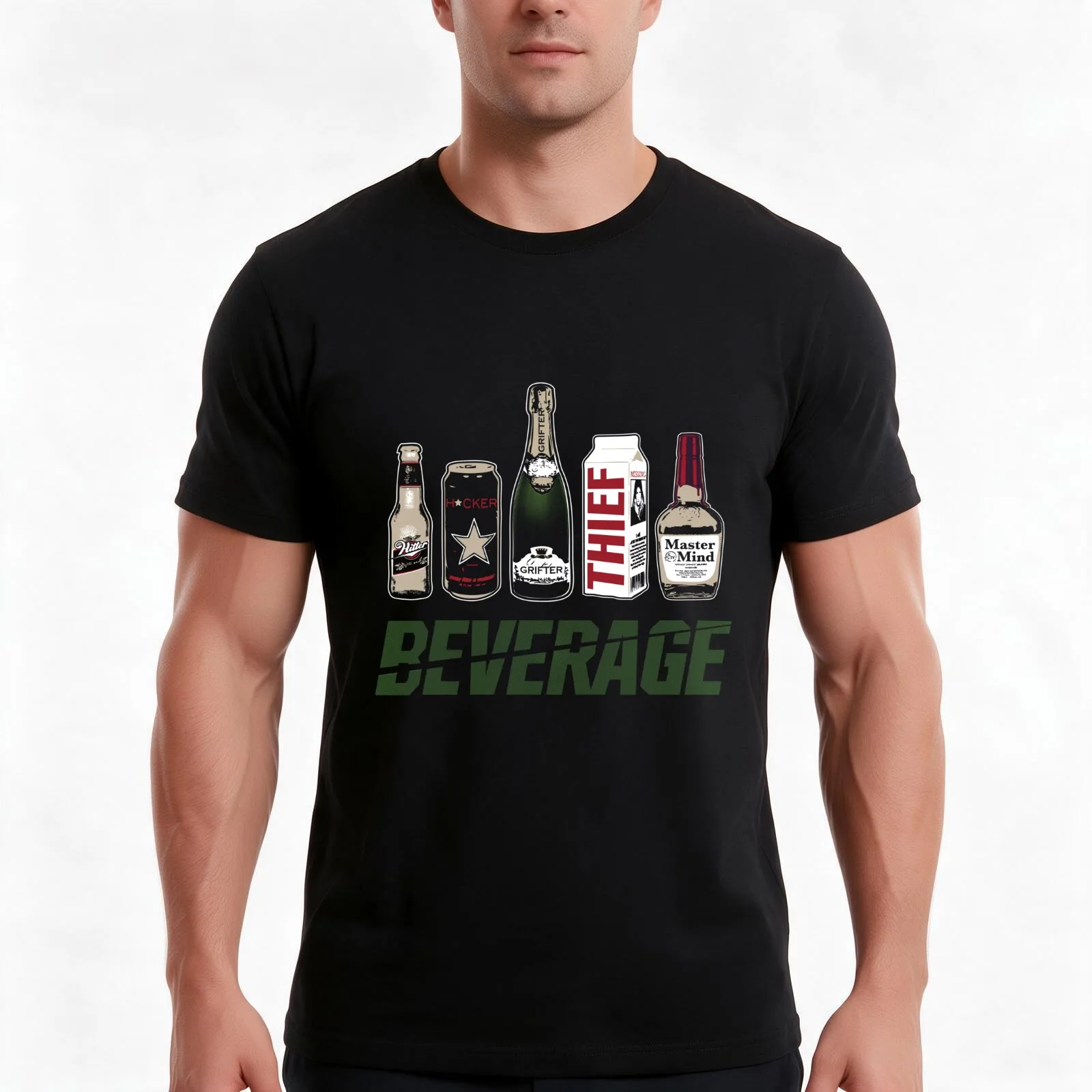 We Provide... Beverage T-Shirt, Summer Casual Cotton Tee, Oversized Streetwear Tops, Vintage Graphic Print, Unisex Men Women