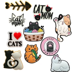 Cute Cat Shoe Charms Pin for Crocs Accessories Charms Clogs Bubble Slides Shoe DIY Shoe Decoration Buckle Charms Kids Party Gift