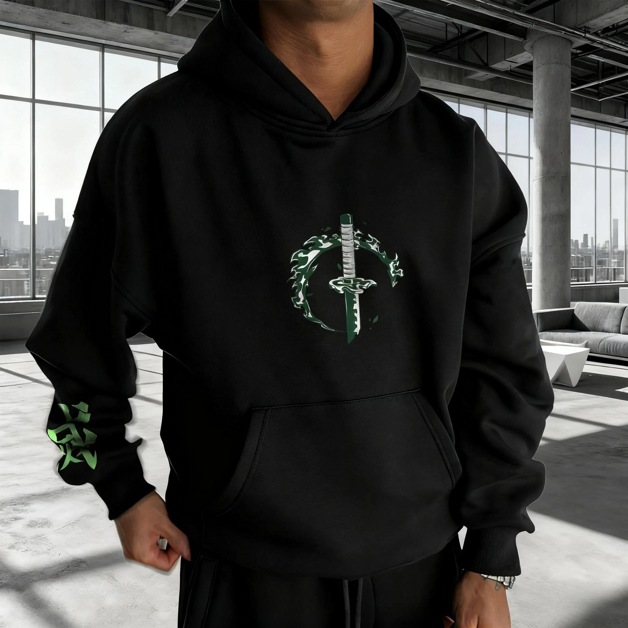 Sudadera con capucha Demon Slayer para hombre, Otoño/Invierno, novedad de 2026, Himejima Gyomei, estampado de Anime, holgada, informal, Harajuku, Top grande para padres e hijos