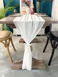 White Chiffon Table Runner for Wedding - White Table Runner, Sheer Party Decor, Rustic Runners for Bridal Baby Shower Decoration