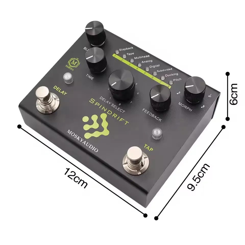 Mosky Spindrift Digital Delay Pedal W/ Tap Tempo - 8 Delay Modes, True Bypass for Guitar/bass (High-Fidelity Circuitry)