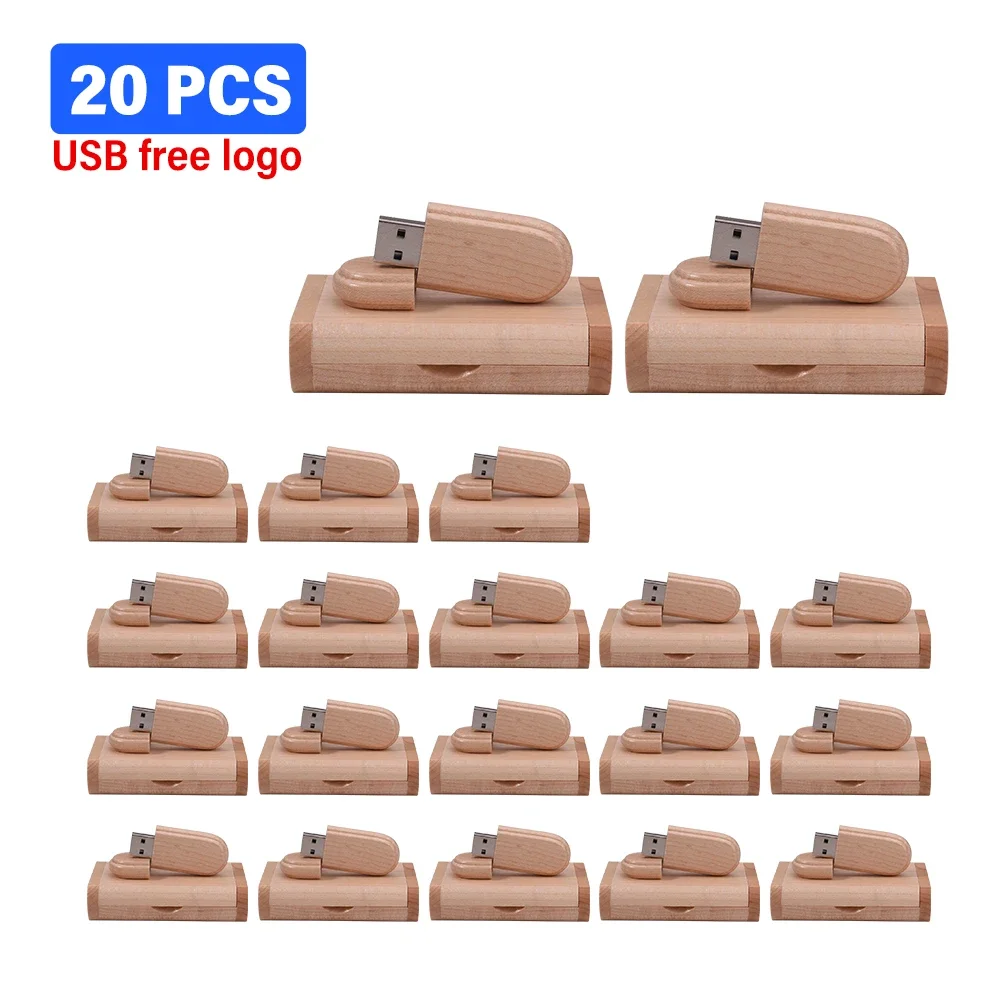 

20PCS/Lot Maple wood 128GB USB 2.0 Flash Drives Wooden Pen Drive 64GB Memory Stick Free Logo Wedding Photography Gifts U Disk