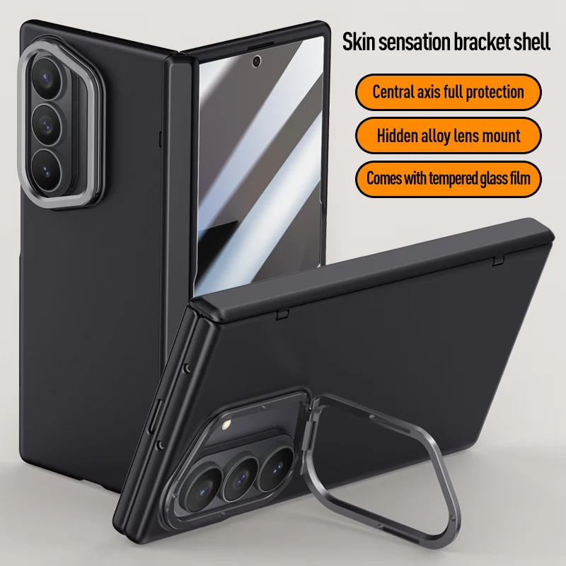 Etui na Samsung Galaxy Z Fold 7 z folią ze szkła hartowanego zapewniającą prywatność, ultracienkie etui ochronne na telefon z sprężynowym zawiasem i uchwytem na aparat. — zdjęcie produktu 2