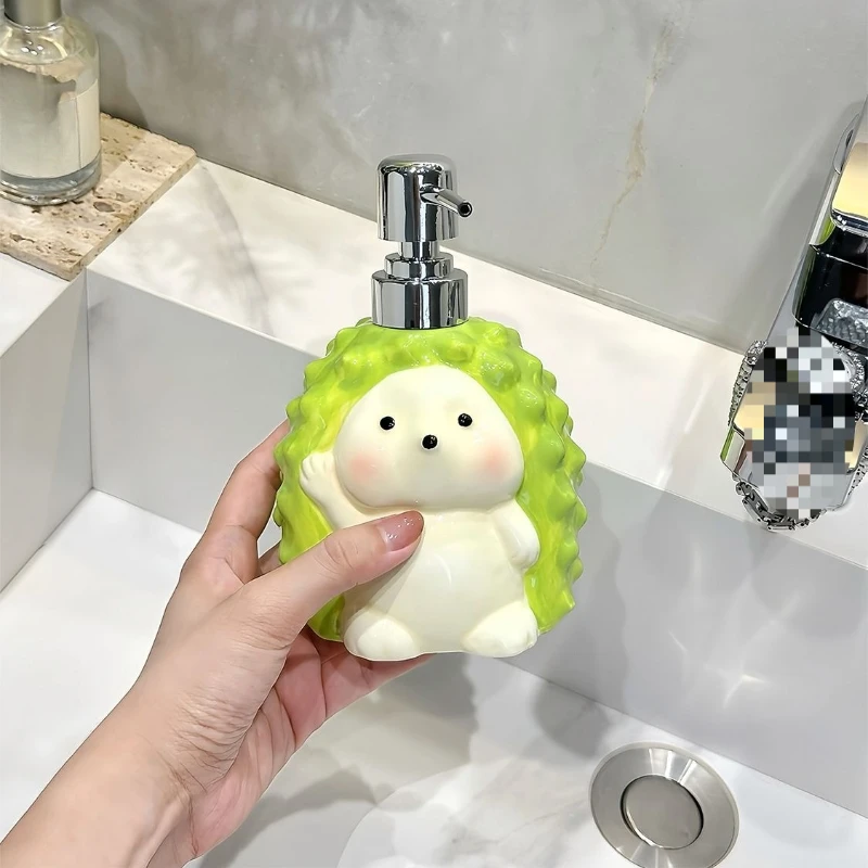 Creative Hedgehog Hand Sanitizer Bottle, Ceramic Shower Gel Dispensing Bottle for Bathroom, High-value Toothpick Box, Home Decor